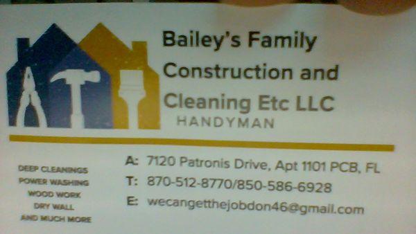 Bailey's Family Construction and Cleaning