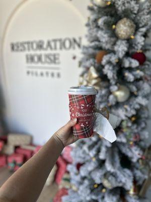 Entrance and free hot cocoa!