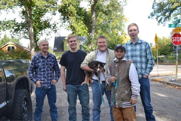 Clint's boys, Nick - construction worker and Nick's puppy.