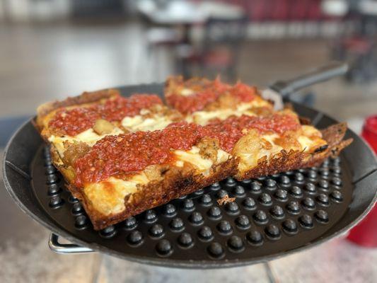 Detroit style Mama Mia Pizza