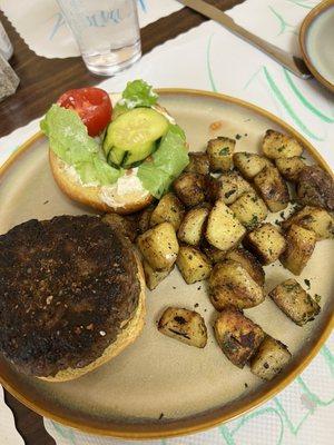 Hamburger and home fries ... you can't go wrong with this one.