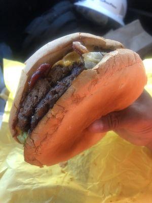 This burger makes my hand little