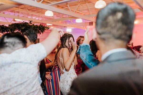The bride (me) getting down!