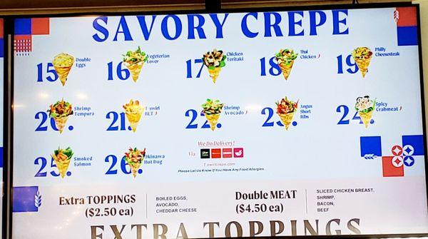 Savory Crepe menu ~ 5.10.24