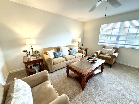 Ethan Allen Couch, Matching Bassett Chairs & Tommy Bahama coffee table w/ matching end tables. (Pillows, Lamps & silk plants from WalMart)