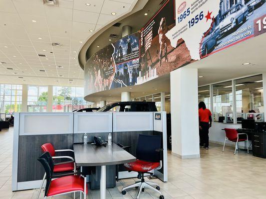 Some of the meeting areas in the lobby