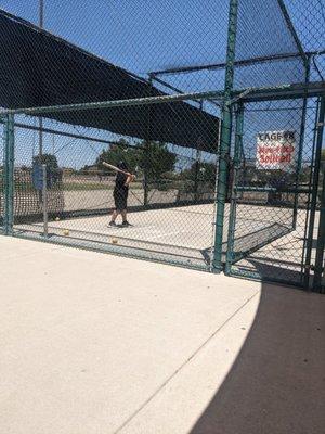 Batting cages at Free Stone Park. 3 options for the speed of the pitch.