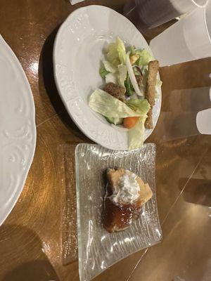 House salad and apple cobbler