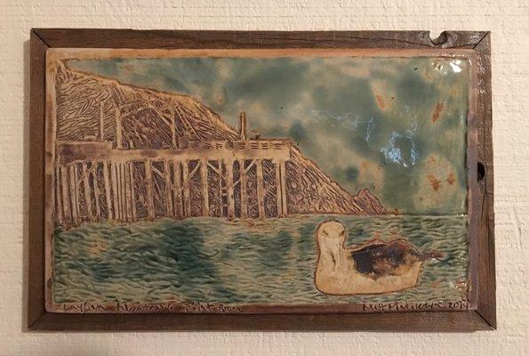 Another one of Matt's beautiful tiles. It's of the local albatross at the pier in Point Arena.