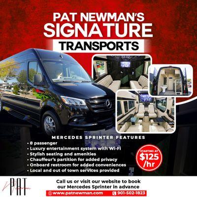 8 passenger luxury Sprinter Van Transport Service.