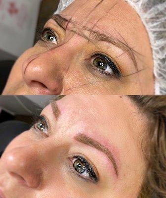 Before and after Powder Brows