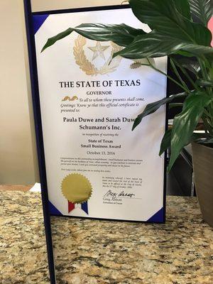 Governors excellence award for small business. 2016