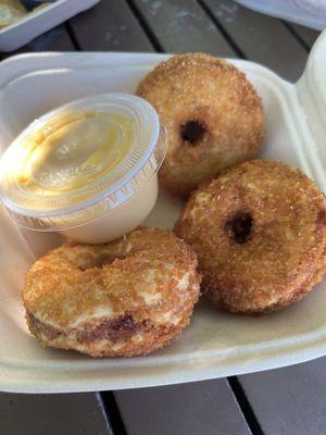 The chicken donuts. Yummy little snacks.