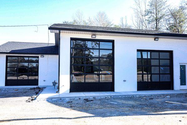 Full View Black Commercial Doors