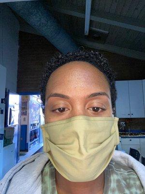 Freshly threaded brows