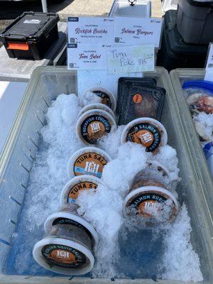 Ceviche, tuna salad, tuna poke