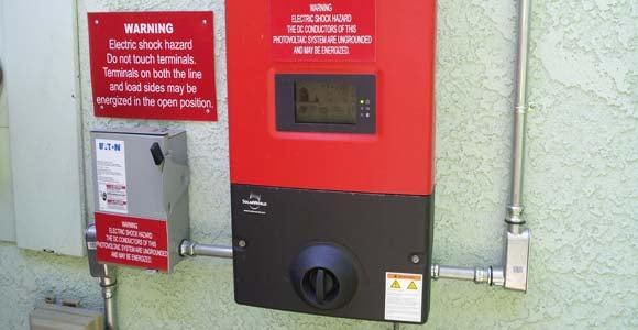 A Jim Tyler solar system control panel for a commercial solar installation.