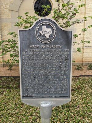 Waco University Historical Marker
