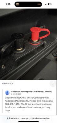 They installed battery ports reverse polarized!! Thank God I didn't blow the car up with my toddler inside So sad.