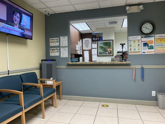 Check-in window and waiting room