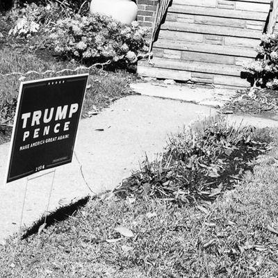 Election mischief? Clinton Vandals lurk at night Trump tethered by twine #NOLA_Haiku #Albany #StateCapital #MAGA #DumpTrump #Troy