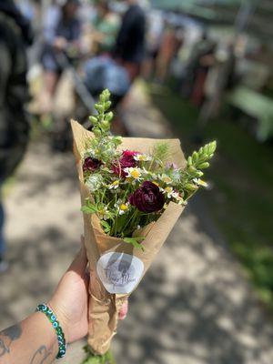 Fresh cut flowers from Piermont farmers market at Flywheel Park