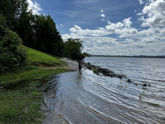 Crabtree Lake above normal water level.