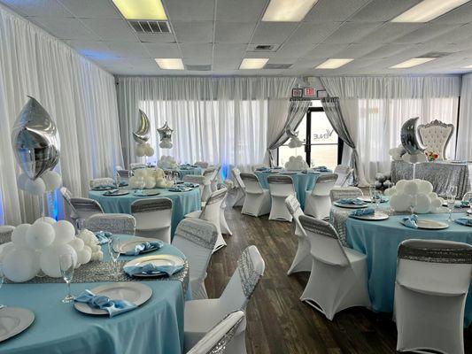 Far left corner is now occupied by built in bar for mobile bar services