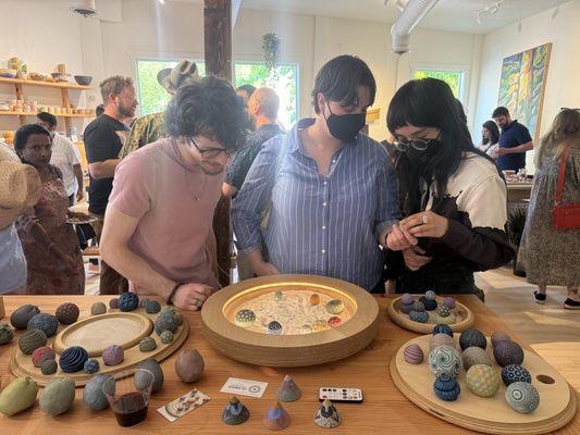 Functional art in Olander Earthworks wonderscapes, tabletop meditation gardens.