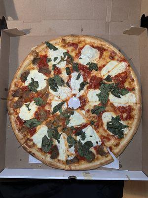 Margherita Pie with Half Meatball Topping