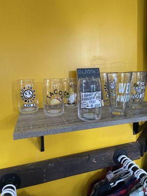 Pint glasses and Can glasses.