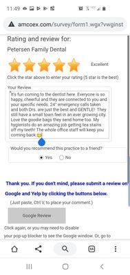 My review of Petersen Family Dental