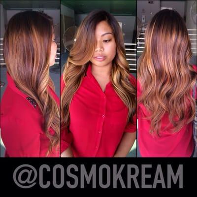 Balayage and curls.