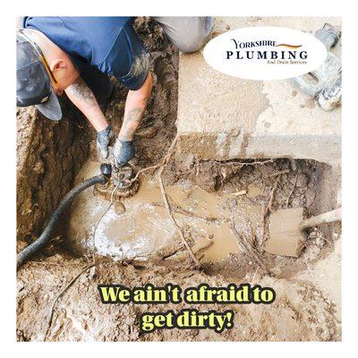 Digging up and repairing a sewer line