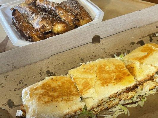 Pepperoni sticks and chicken club grinder! Delicious!!!