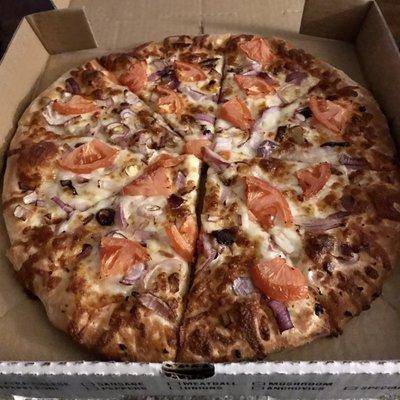 White pizza w/onion & tomato added