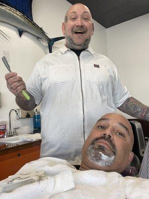 Rob giving me a shave