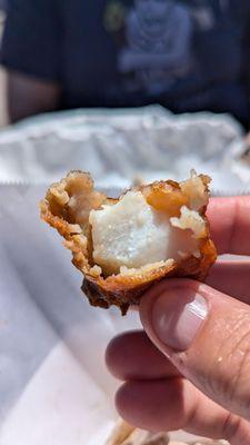 Inside of fried fish fillet