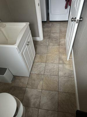 Old tile in bathroom with yucky grout lines