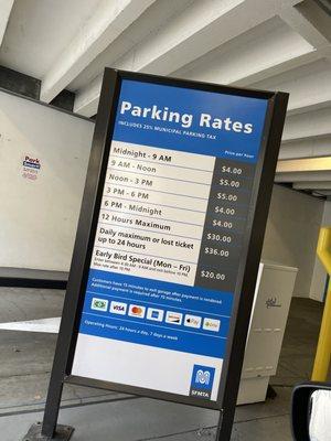 Parking price as of September 21, 2022