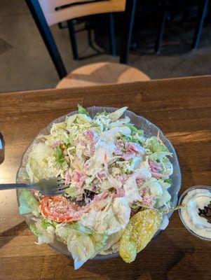 Half chef salad with blue cheese dressing