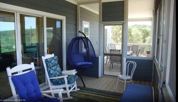 Screen in porch with beautiful views