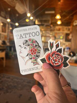 Pj rose sticker and business card