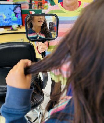 Haircut by Barbie - Baby girl is so happy with her new haircut