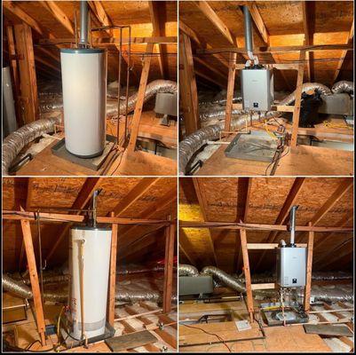 Water heater tank to tankless conversion