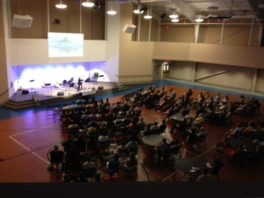 A full crowd at Sunday contemporary service.