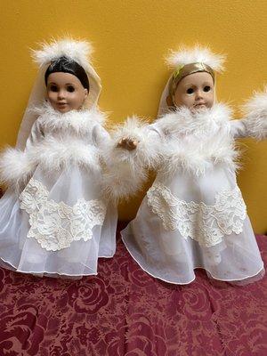 Dolls dresses made from Grandma wedding dress