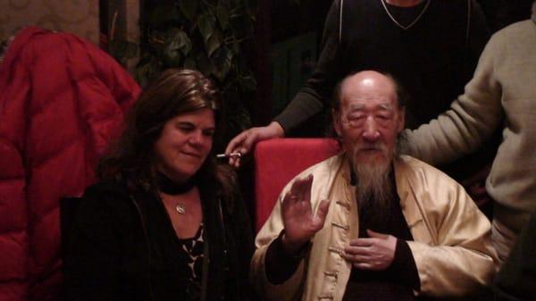 Sara with Duan, a 99yr old qigong master (the real deal!"), 2005, China