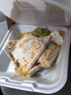 Veggie and meat quesadilla