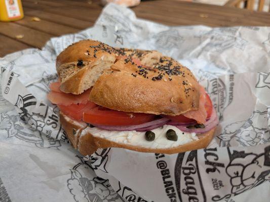 Gluten free everything bagel with lox